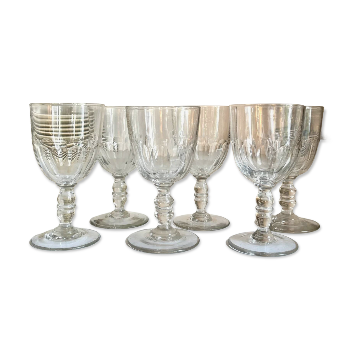 6 crystal stemmed glasses attributed to Baccarat, Gondole model