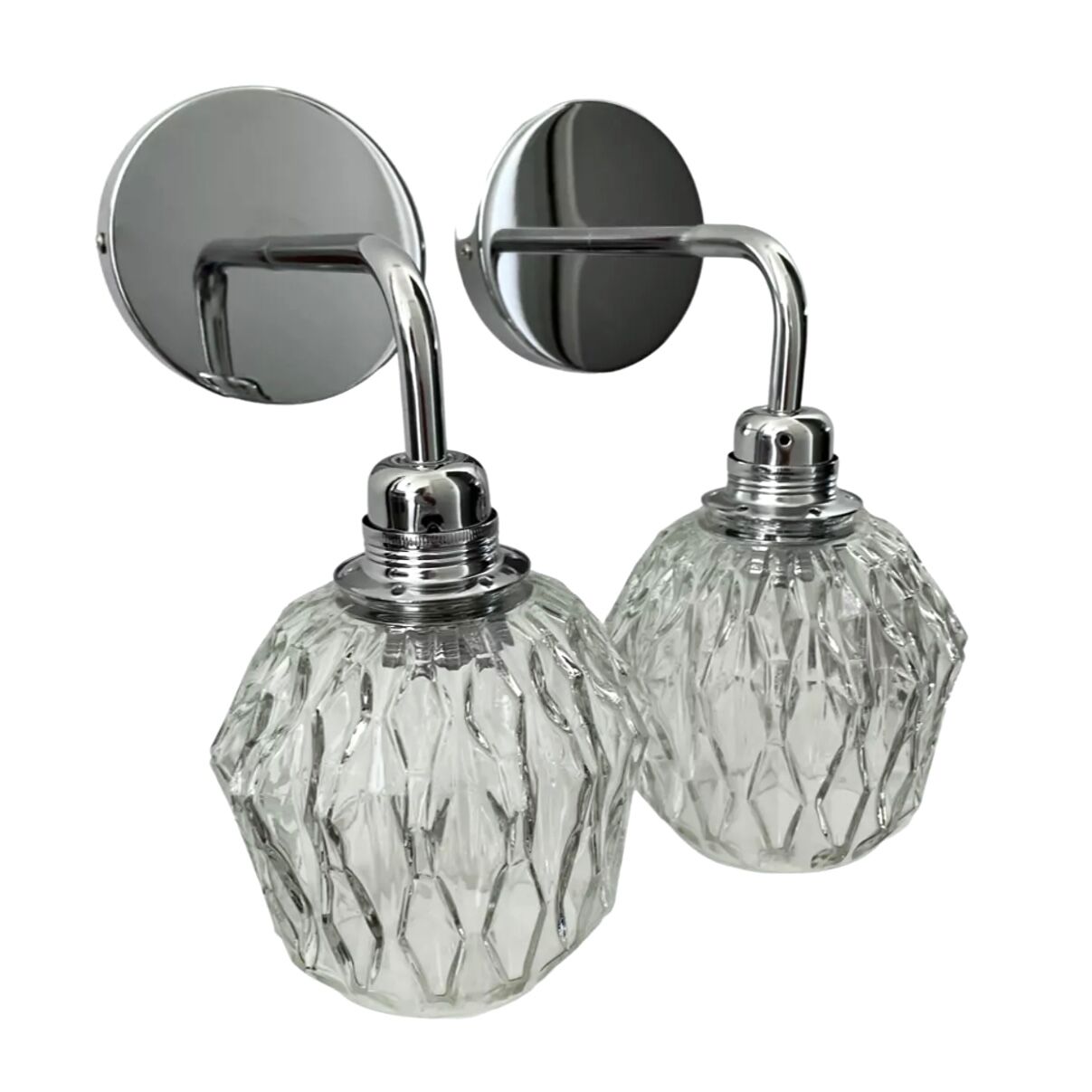 Set of vintage electrified glass wall lamps