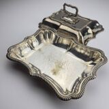 Antique silver-plated serving dish from Sheffield, early 20th century, England.