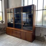 Mahey bookcase in elm and XXL brass