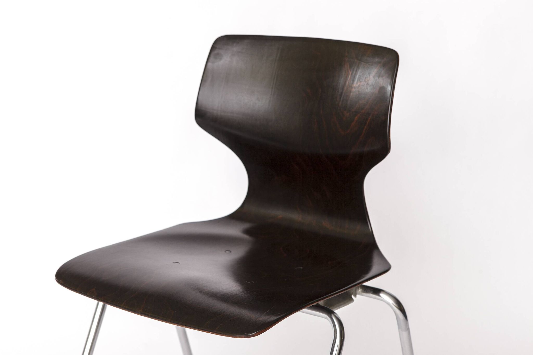 6 Flötotto Pagwood Chairs – German Design Classic, 1970s, Chrome & Plywood