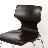 6 Flötotto Pagwood Chairs – German Design Classic, 1970s, Chrome & Plywood