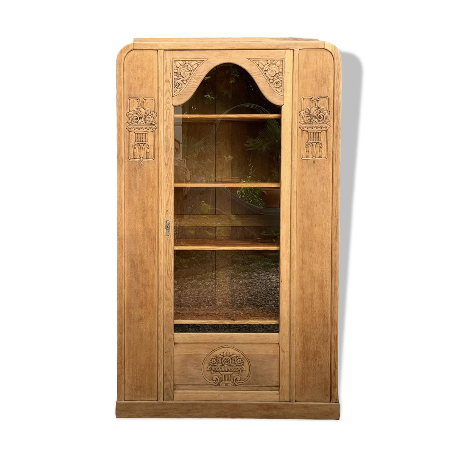 Armoire parisienne vitrée art déco bois brut 1930