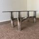 Table basse métal chromé verre fumé années 70