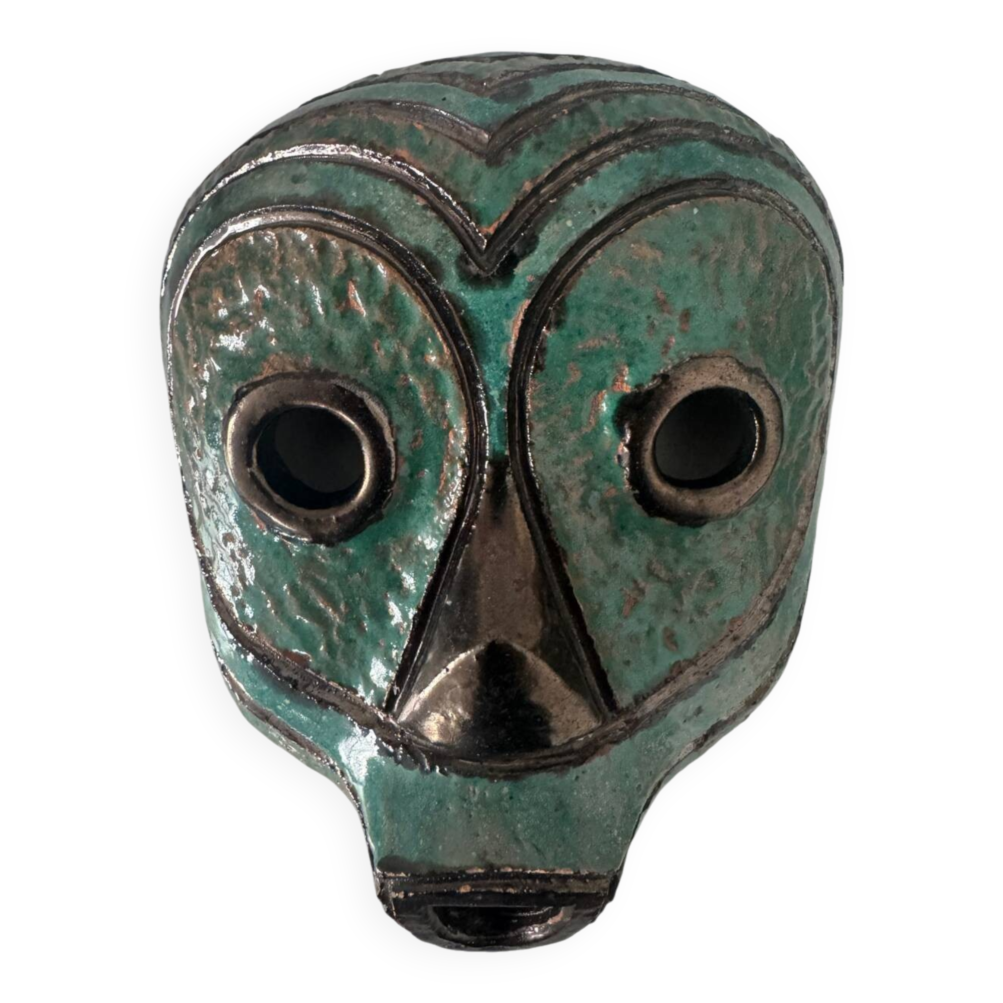 Glazed terracotta mask, tribal art from the 1980s.