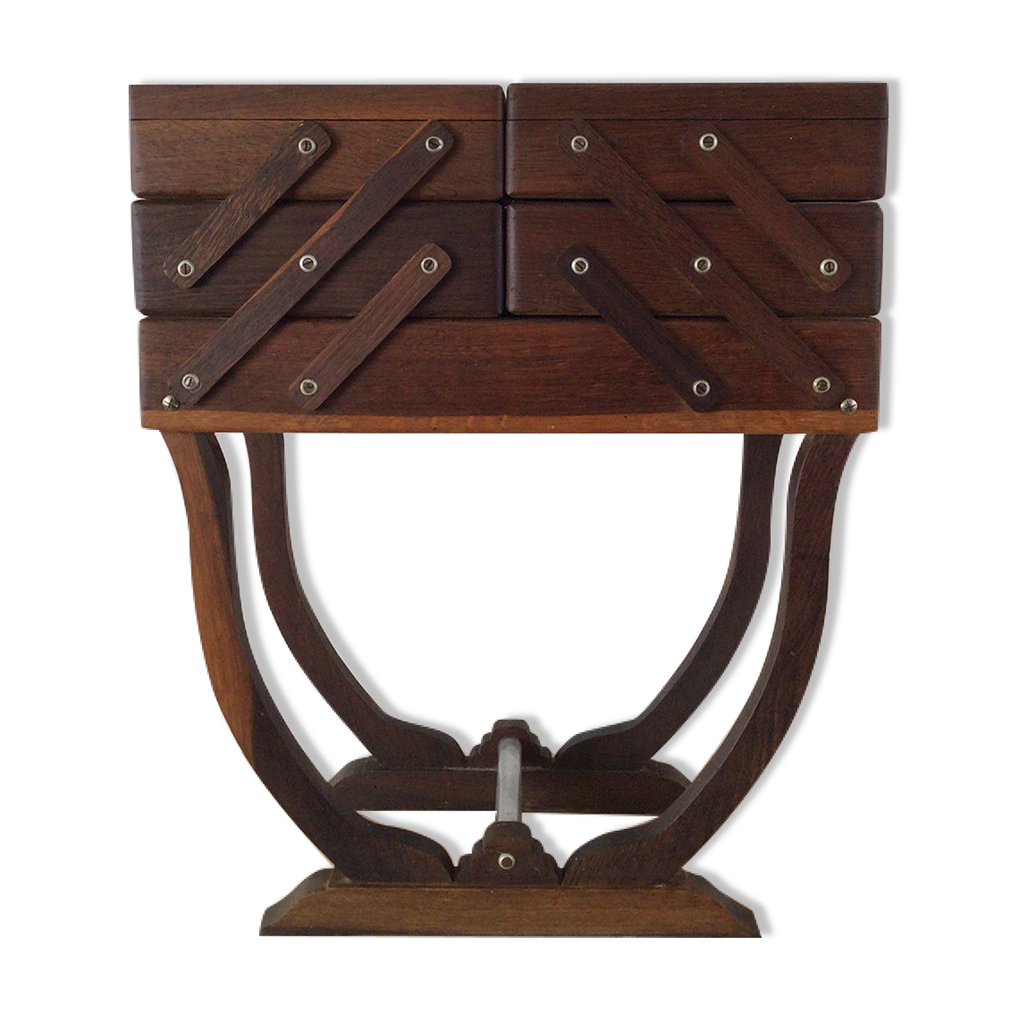 Worker on wooden feet