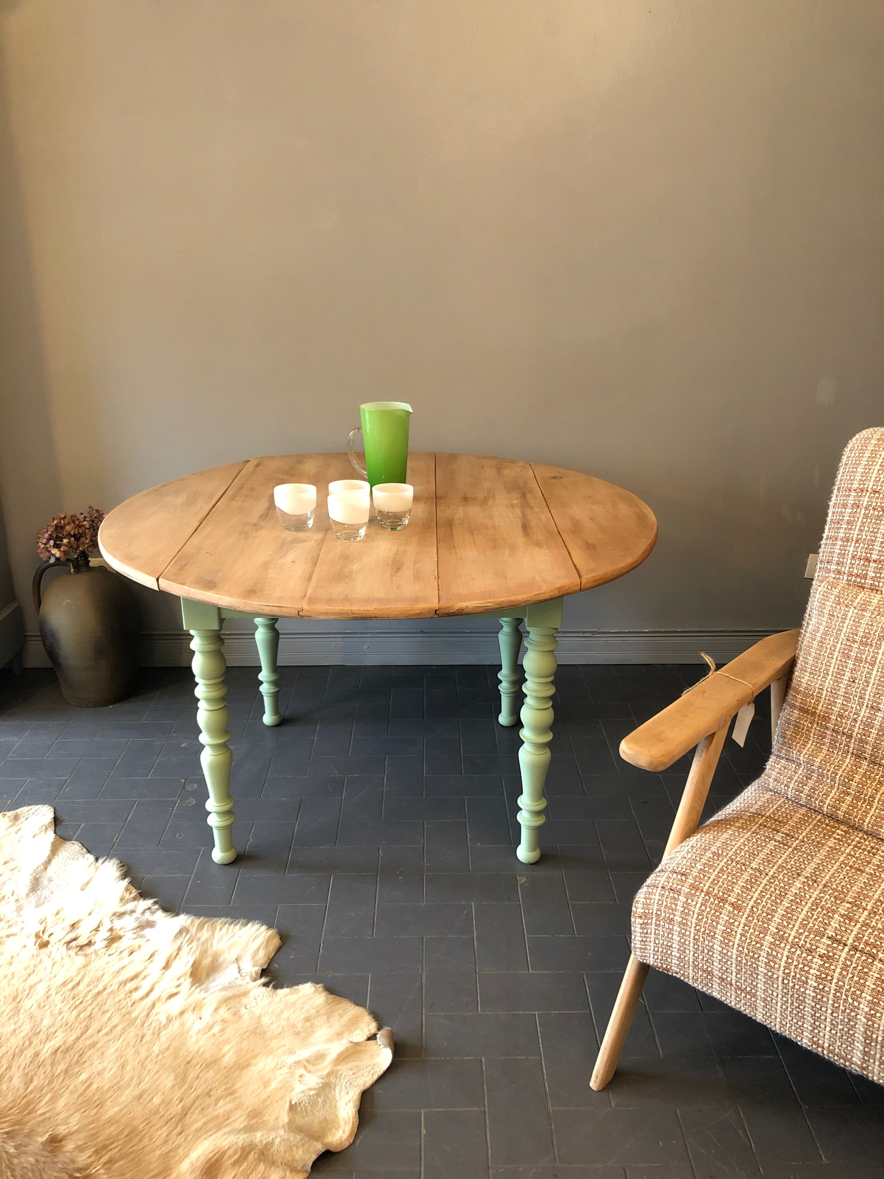 Table de ferme ronde à rabats