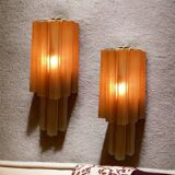 Large Terracotta colored Glass Sconces Set of 2