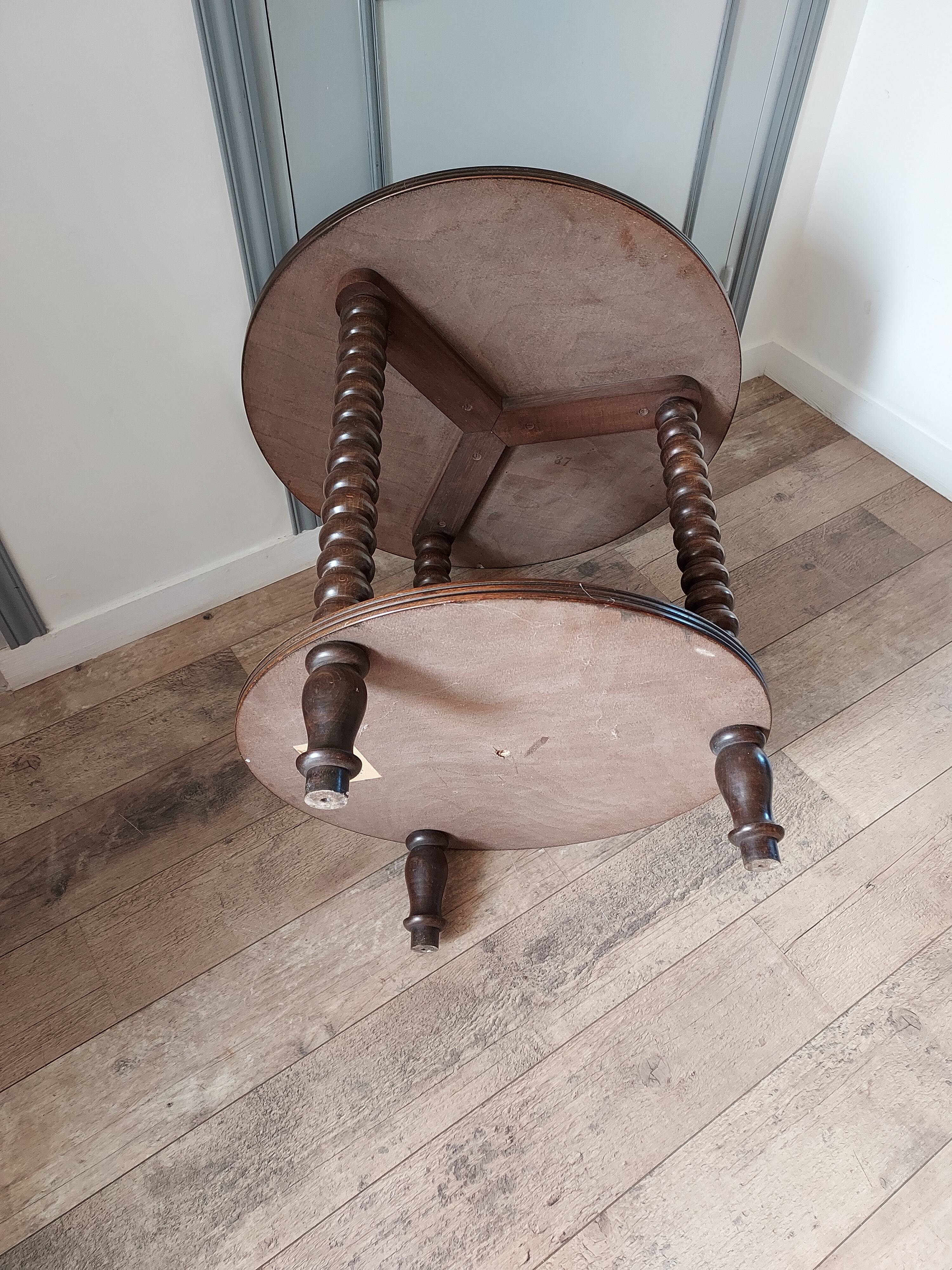 Turned wooden side table