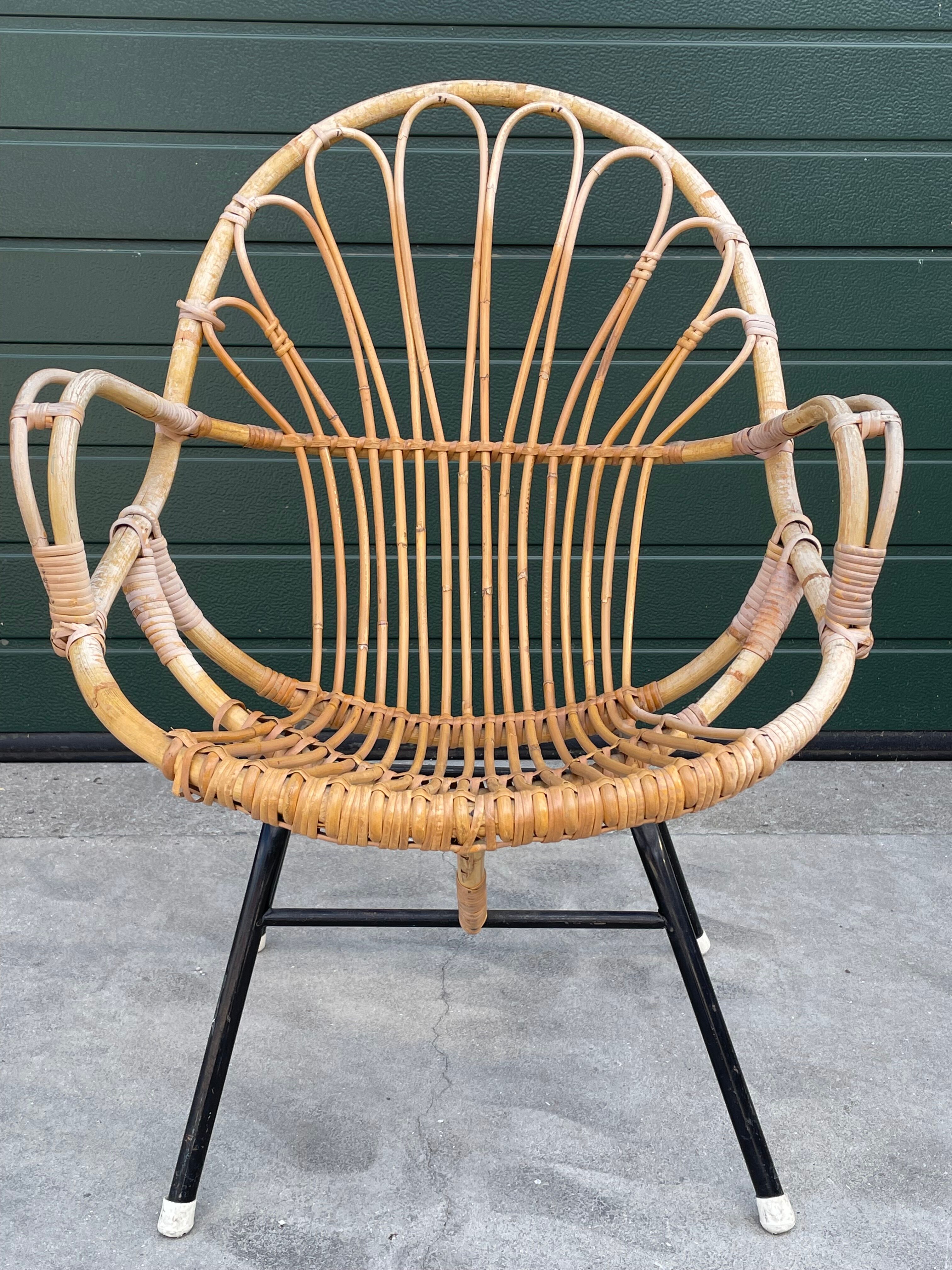 Rattan chair by Dirk van Sliedregt Rohe Noordwolde 1960 in the Netherlands