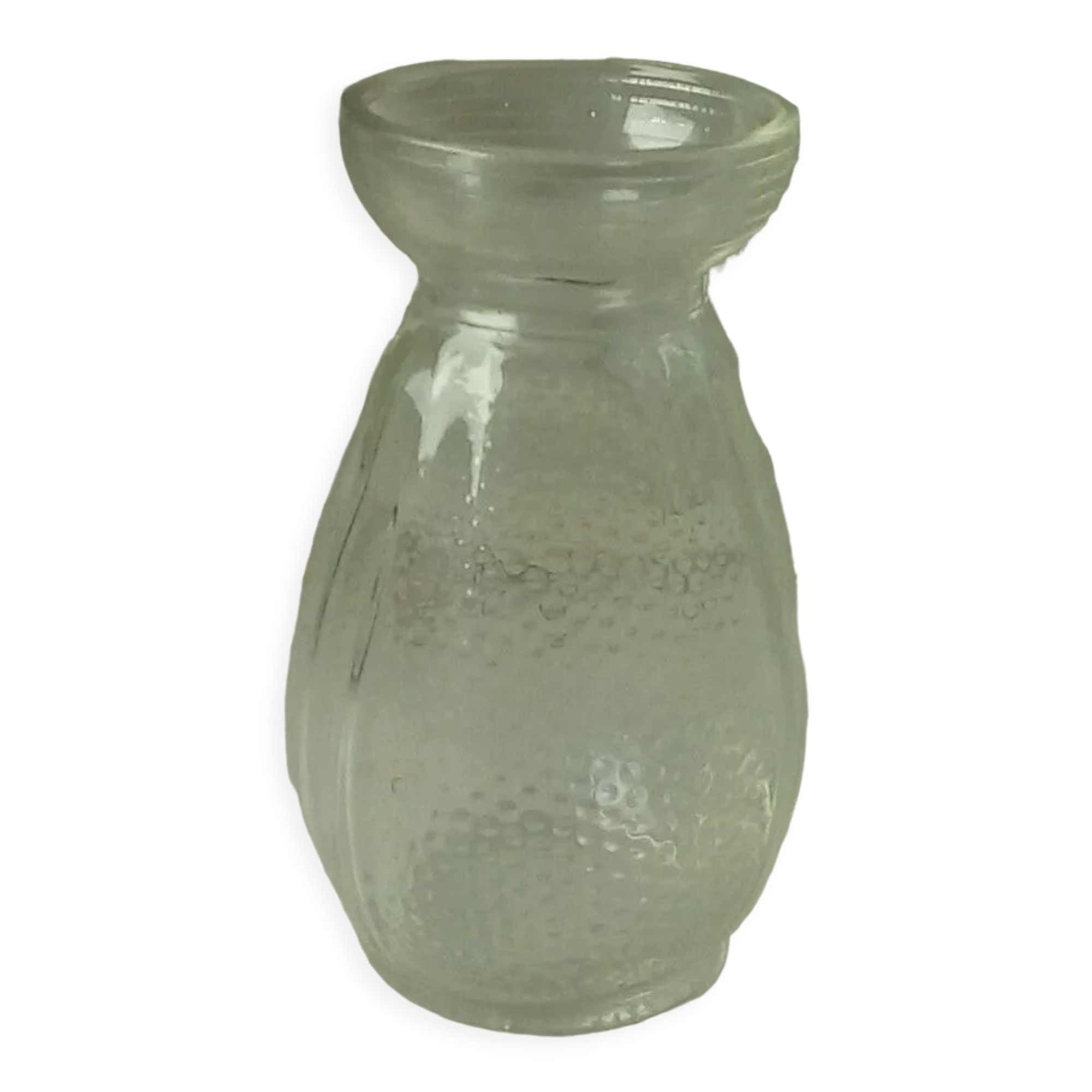 Glass hyacinth vase molded art deco era