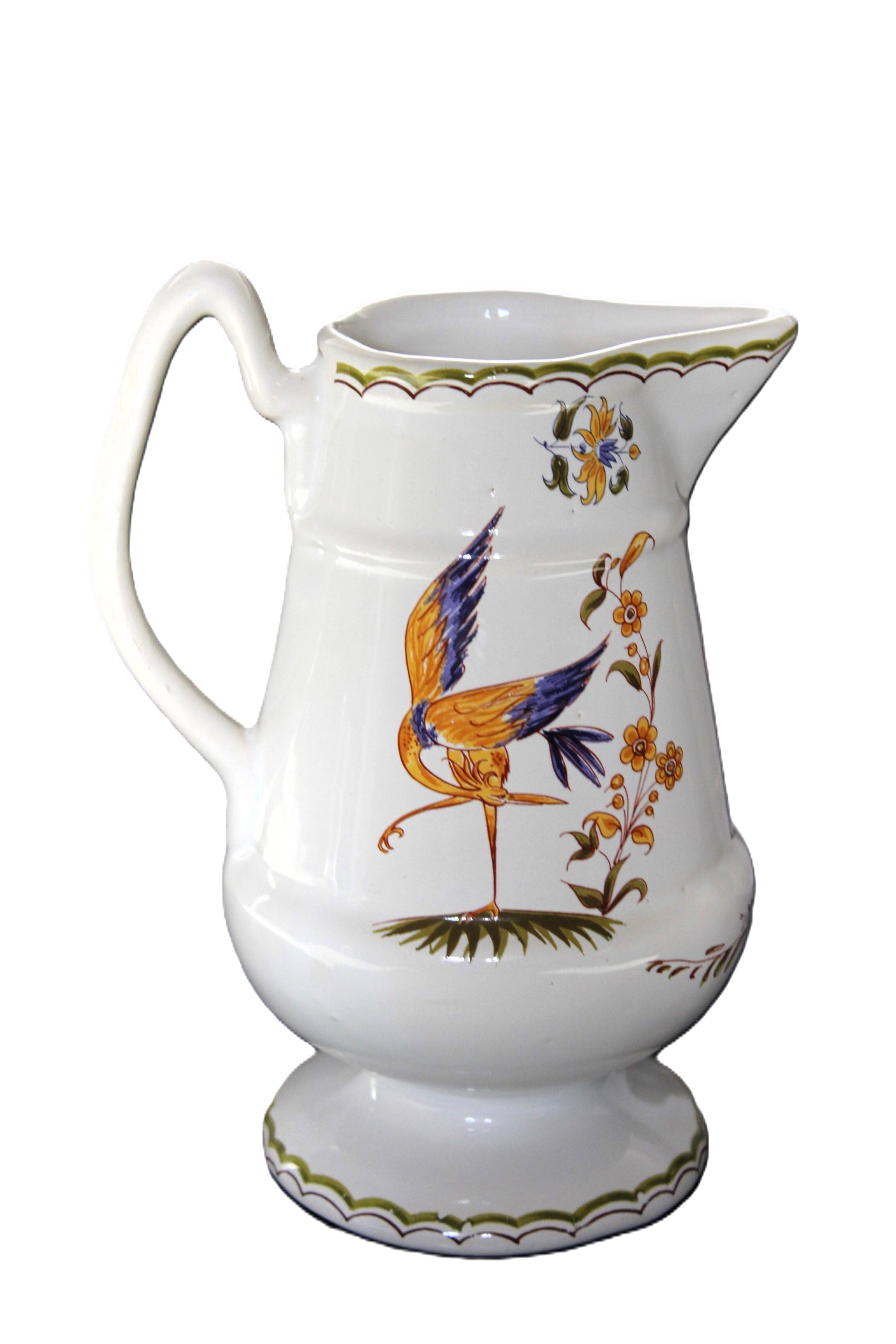 Rare Moustiers pitcher reproduction from the 18th century.