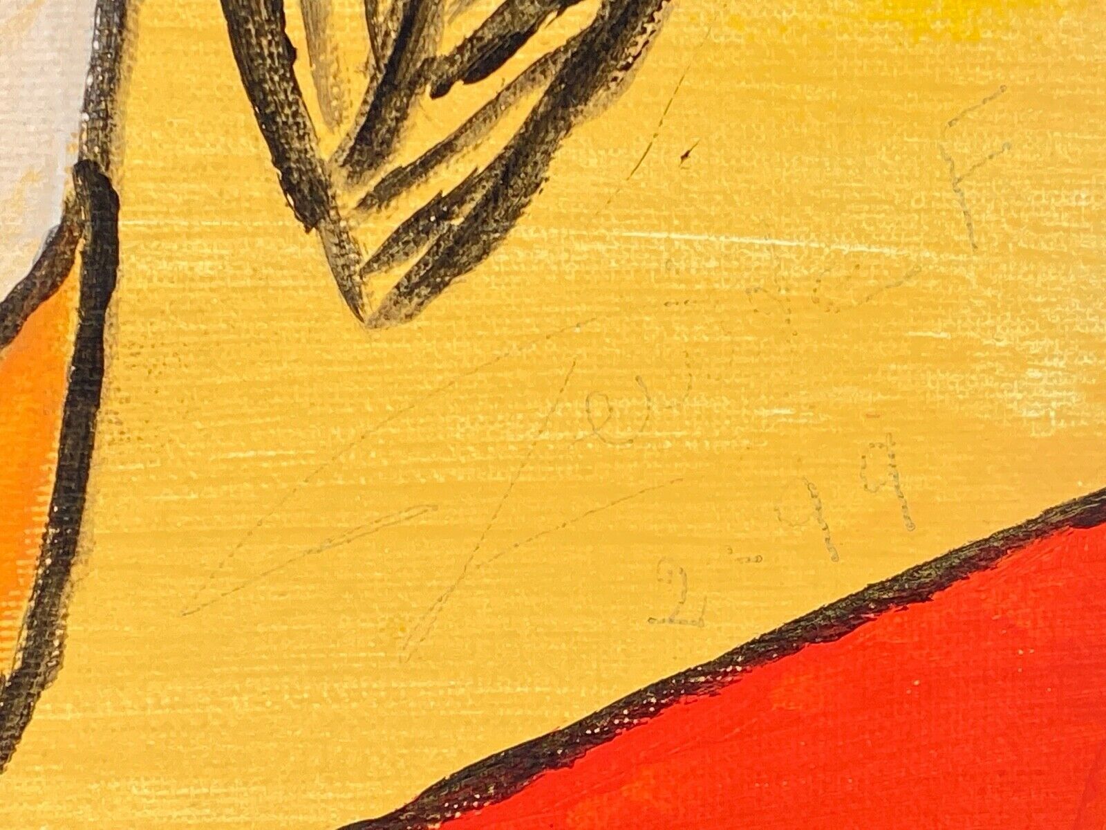 Oil on cardboard by denise fortin figurative composition ma geisha 1999