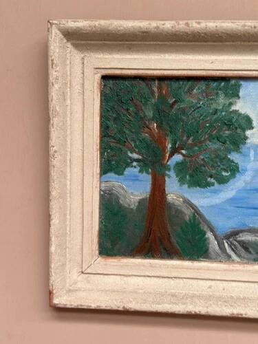 Mid-Century Oil on Panel “Tree” by Unknown, Vintage & Framed 34 × 29 cm