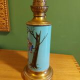 Lampe a petrole en ceramique emaillee