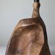Sculptural table lamp in carved olive wood, organic modern 1970s