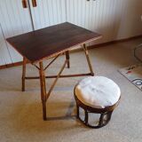 Wooden, bamboo and rattan game table, 1960s