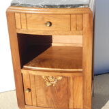 Solid walnut bedside table with marble plan, 50's