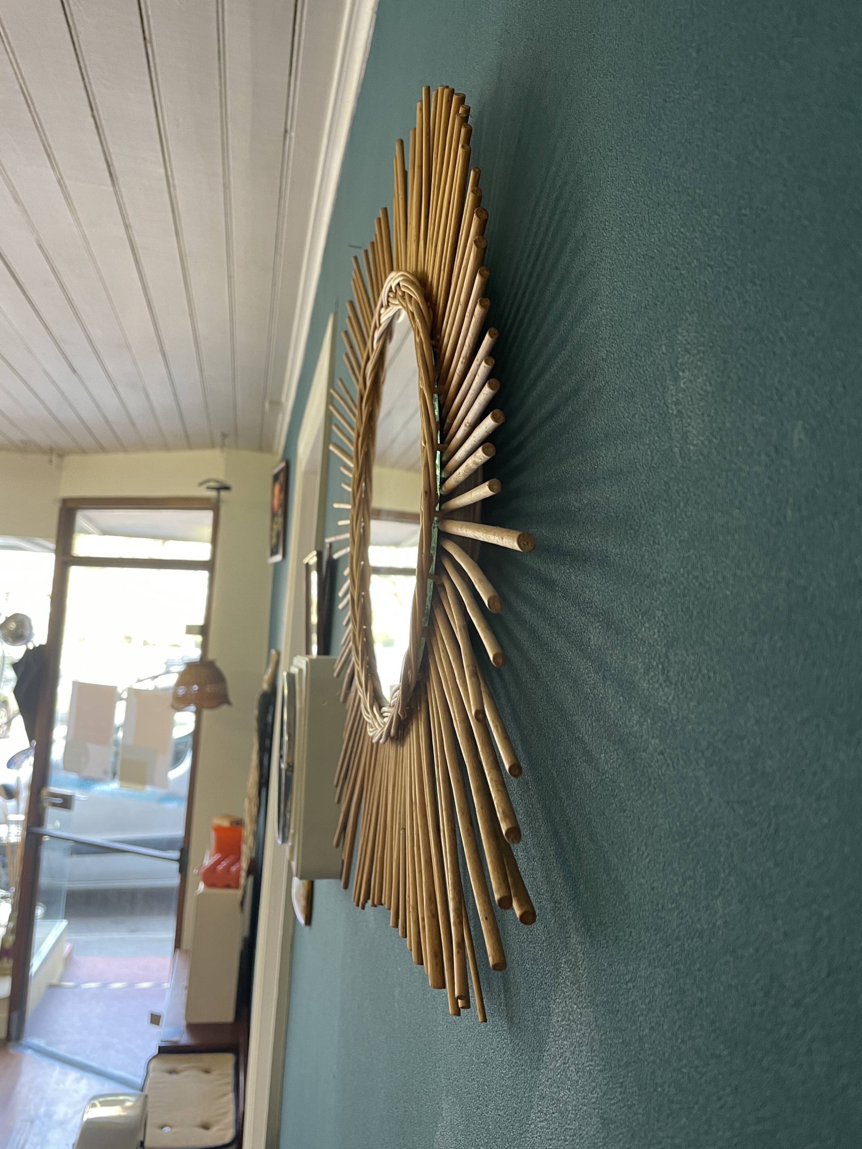 Rattan sun mirror 70s
