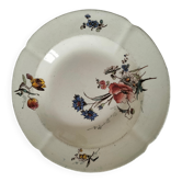 Hollow plate Terre de Fer HB & Cie decorated with wildflowers 1900-1910