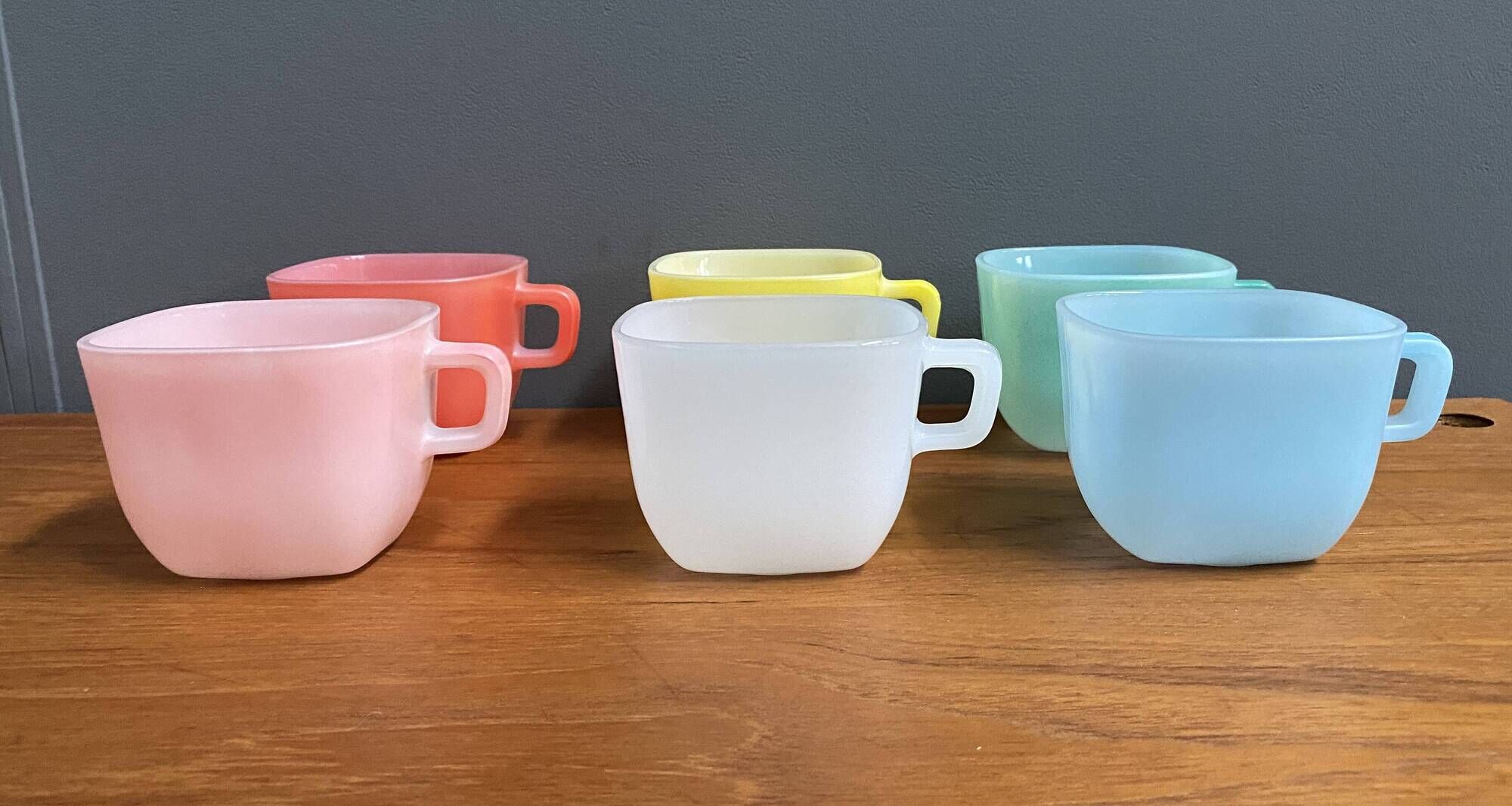 Set of 6 colorful glases / cups by Opale 1960s