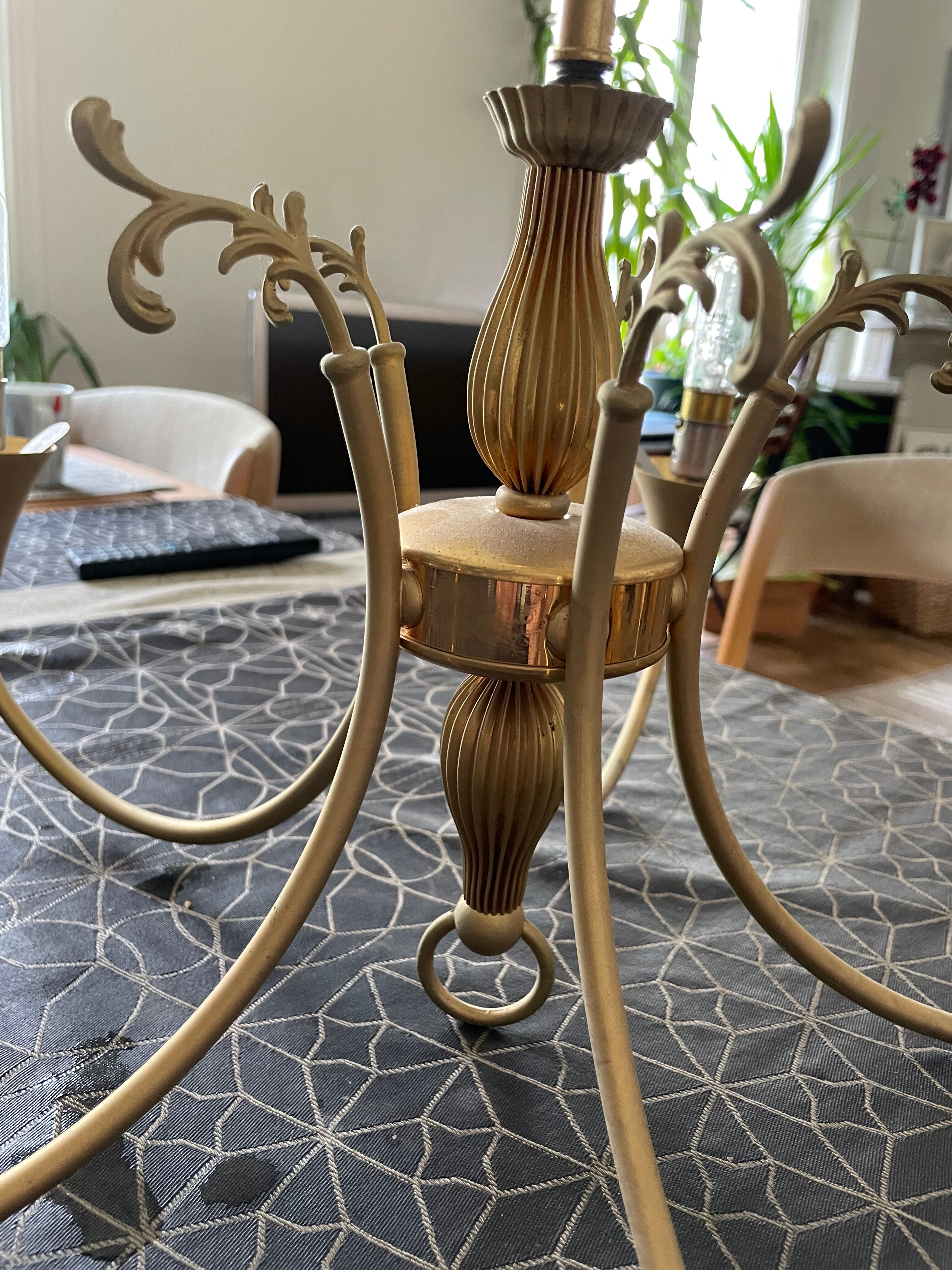 Brass and glass chandelier year 70