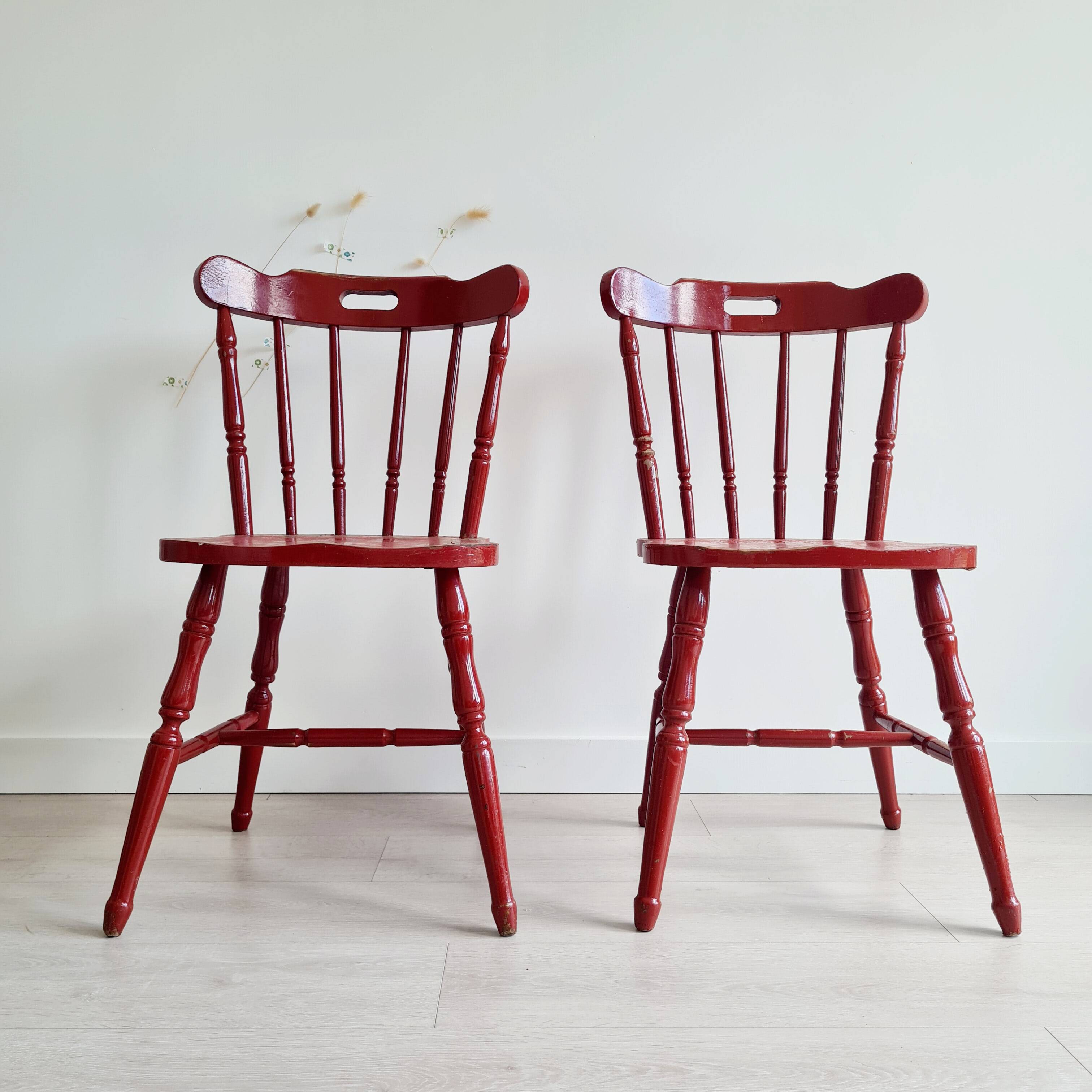 Antique Western bistro chairs in patinated red