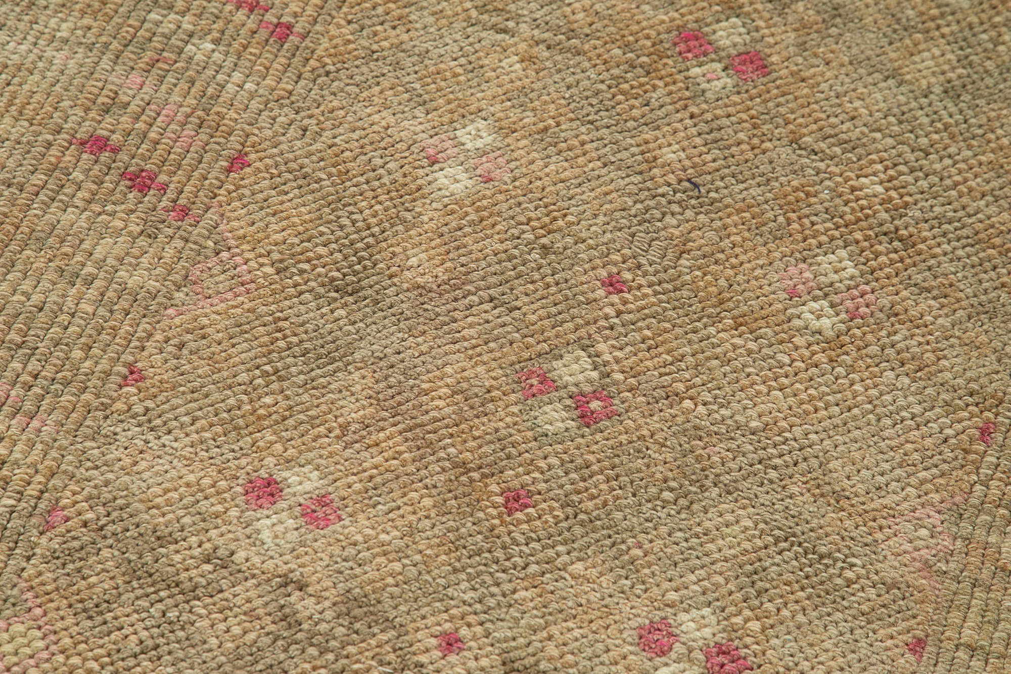 Hand-knotted antique turkish beige runner rug 87 cm x 382 cm