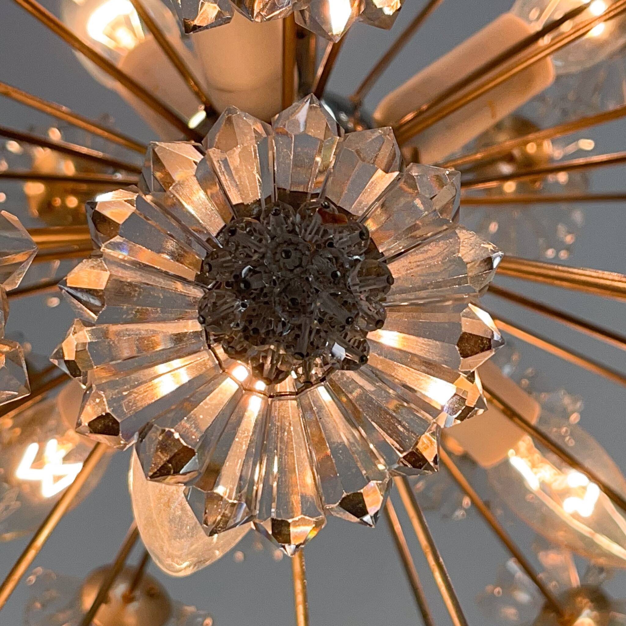 Design Space age Dandelion / Sputnik Chandelier by Preciosa, 1970s