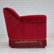 Fauteuil années 1950 design danois velours cerise