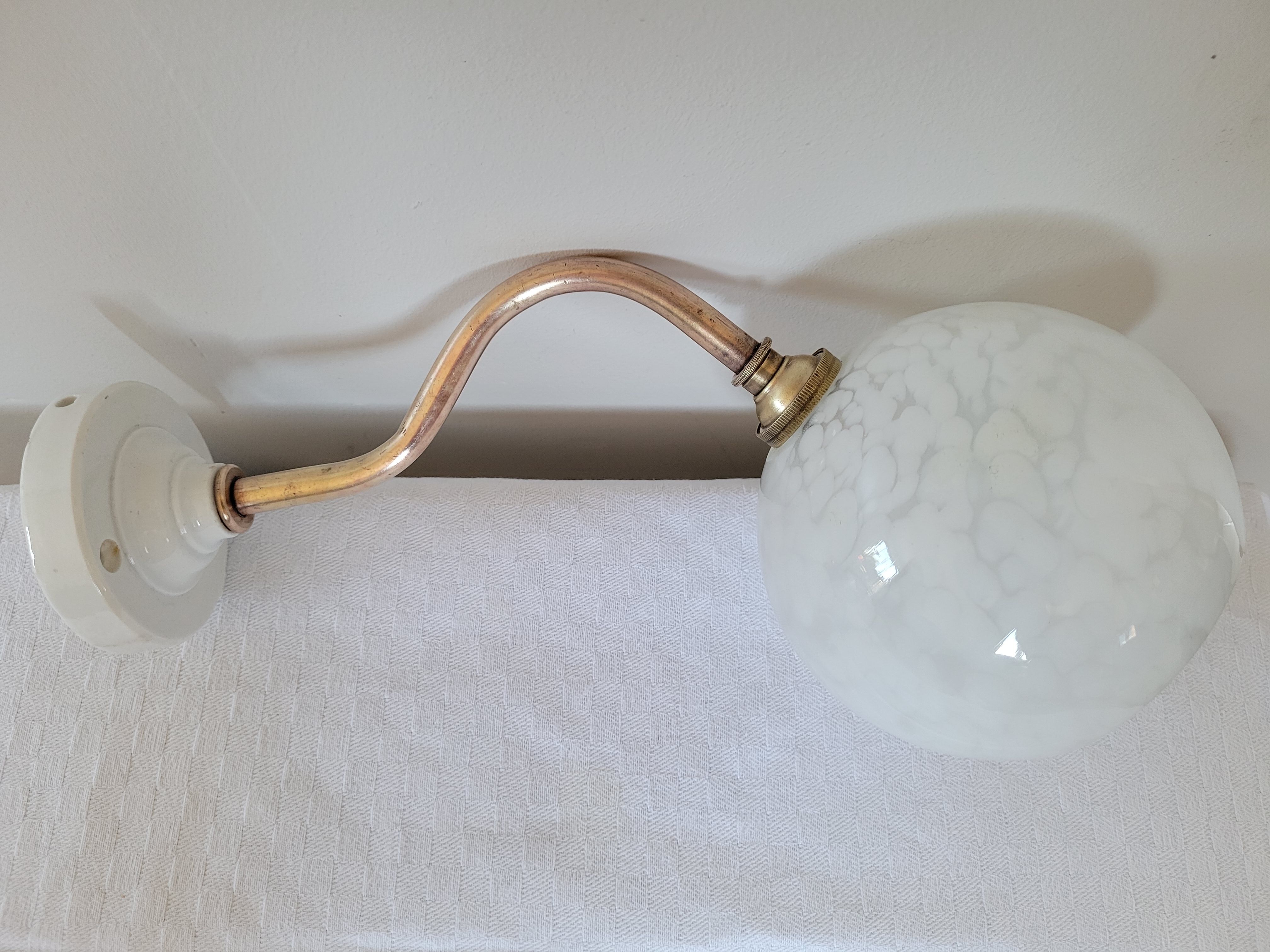 Brass and Clichy glass wall lamp