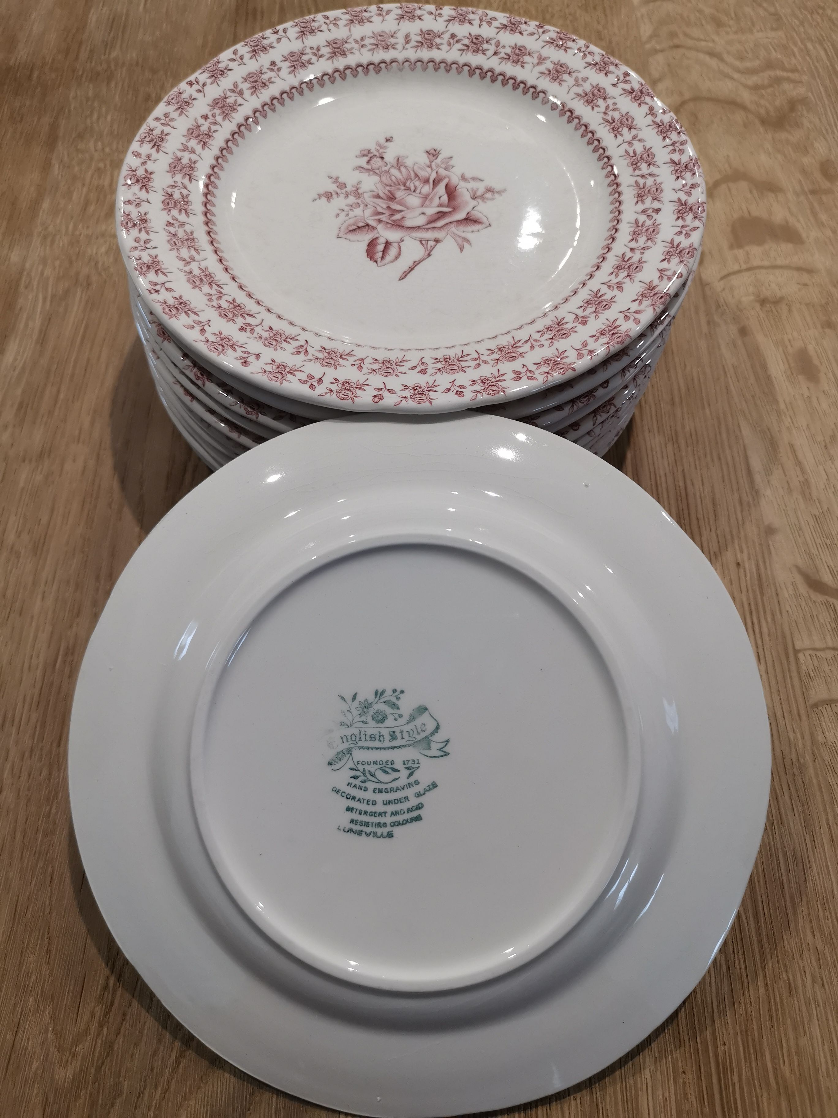 Set of 11 old Lunéville dessert plates