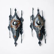Tom Ahlstrom & Hans Ehrich - Pair Of Brutalist Sconces 1960s Metal And Glass