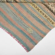 Tapis Kilim fait main rouge clair bleu 5x7 158x247 cm