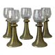 Wine glasses Roemer, Alsace, Rhine, engraved crystal and smoked glass x 5