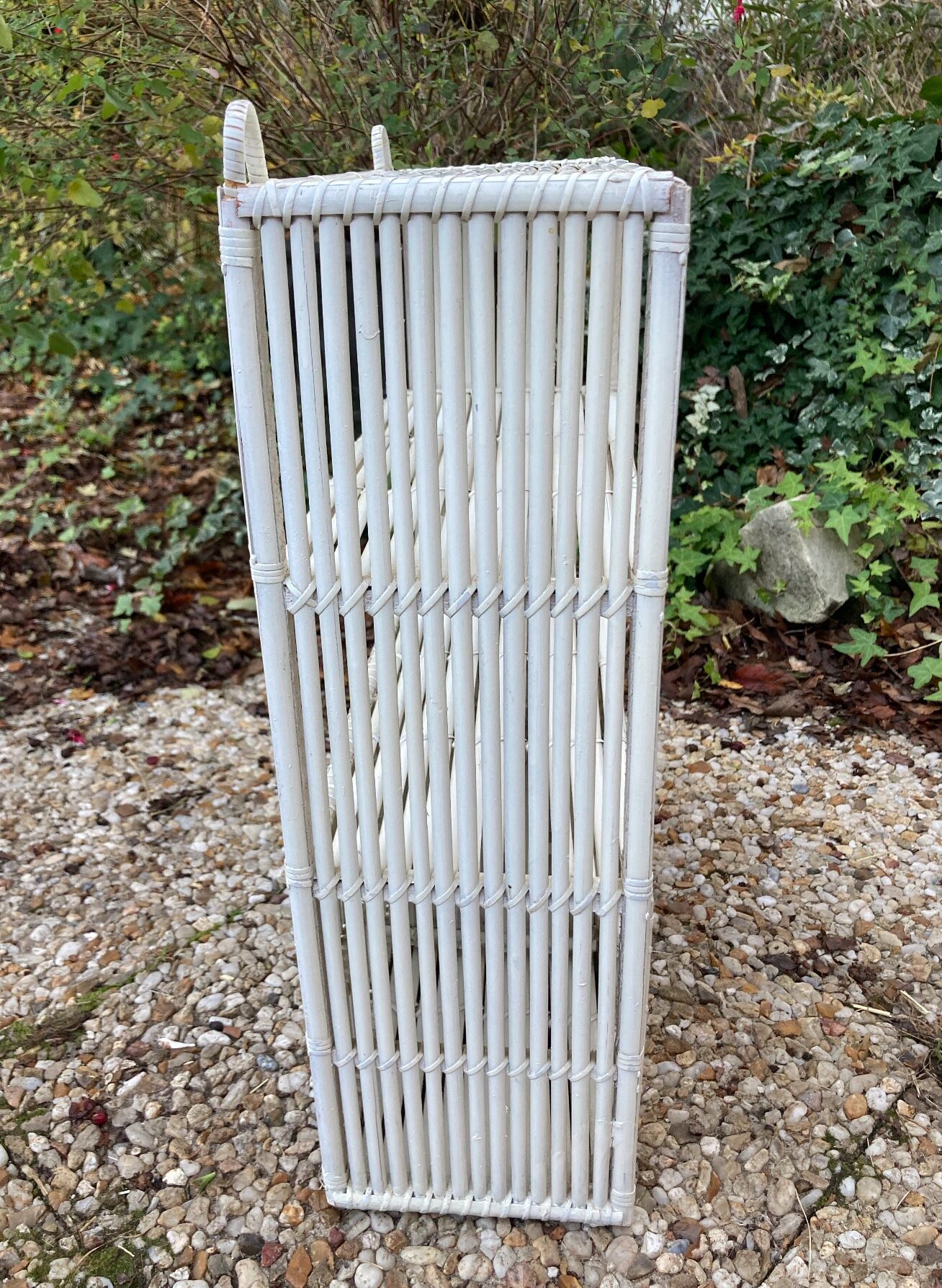 Vintage white rattan wall shelf