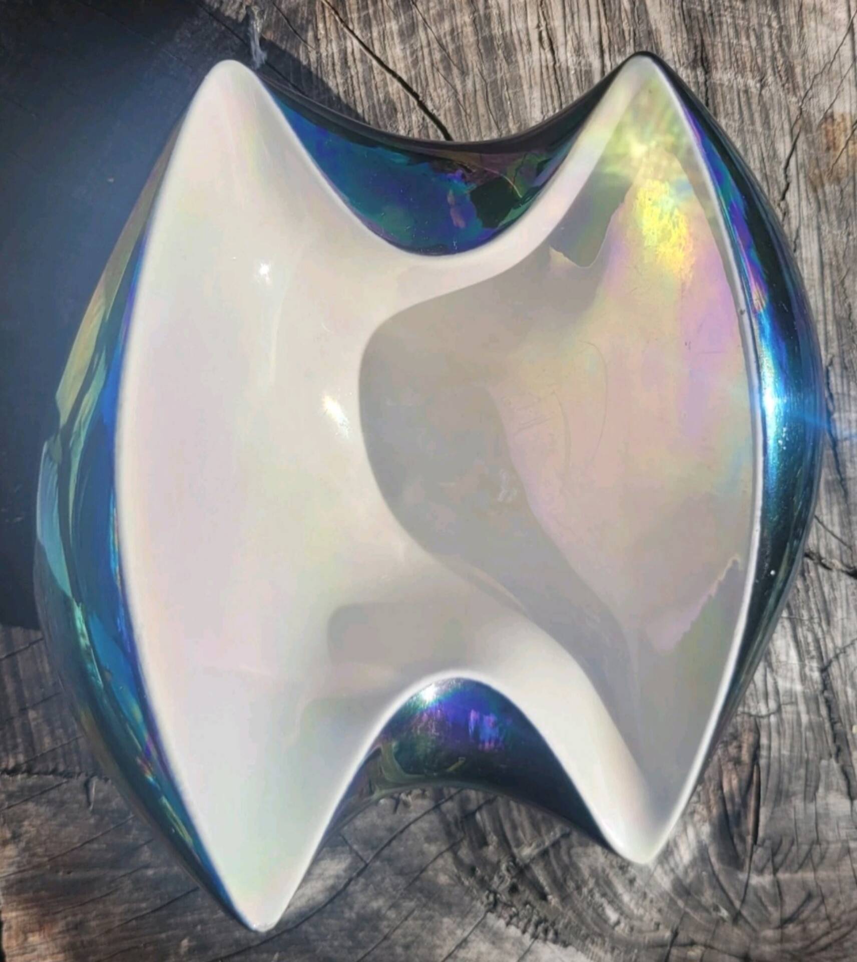 Ashtray and its pestle 6112 & candlestick 6146 Iridescent ceramic VERCERAM