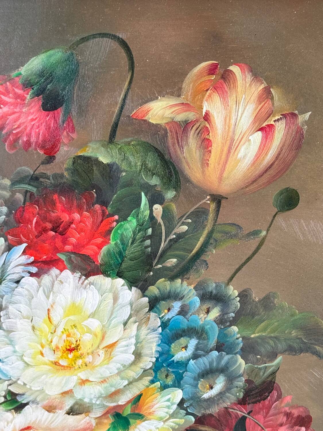 Oil on canvas W. Kerling still life with flowers
