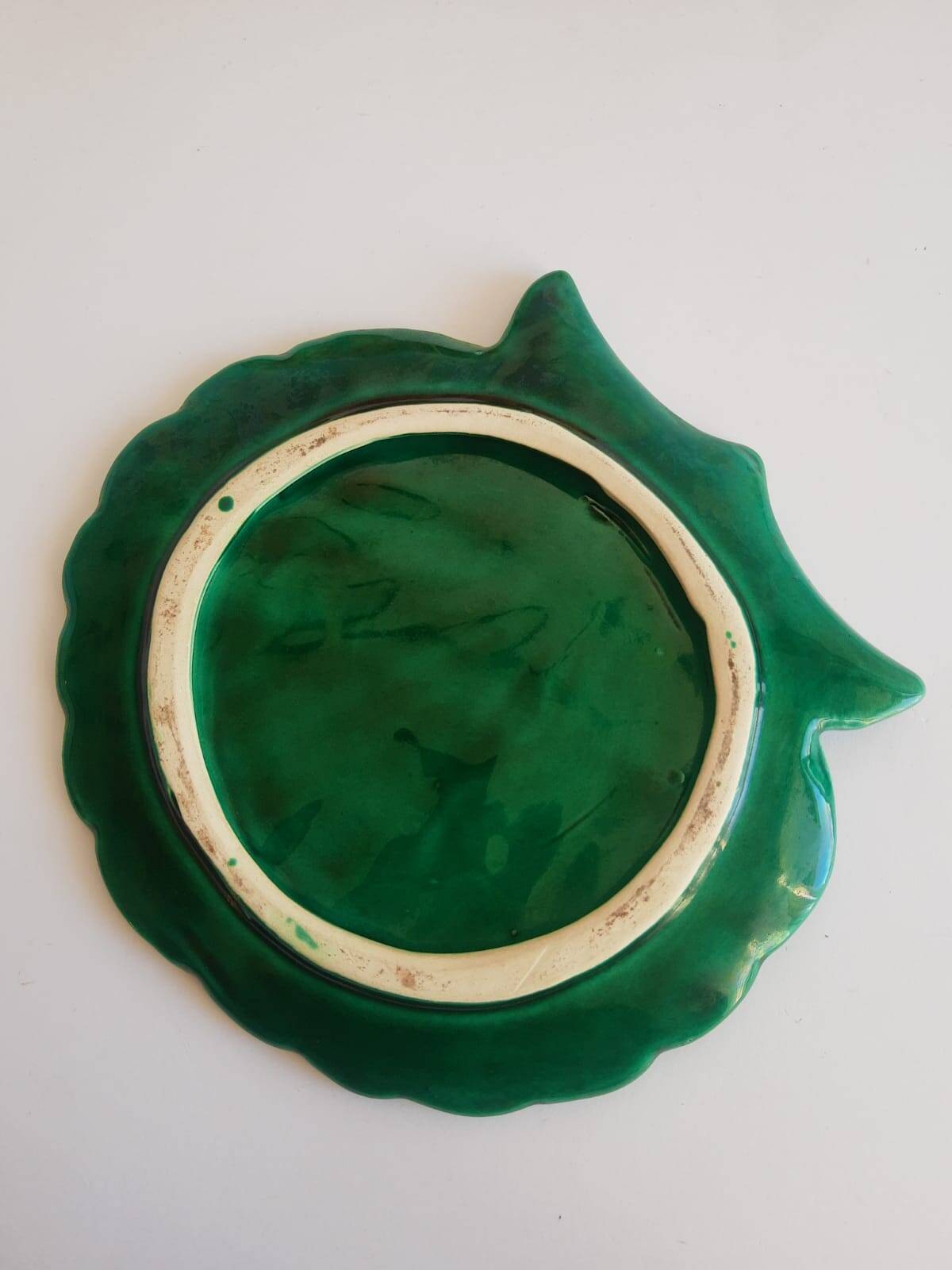 Petit plat coquille vert ancienne vintage
