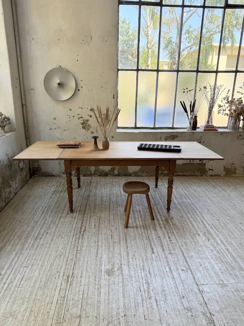 Table de ferme noyer à rallonges 150-250cm