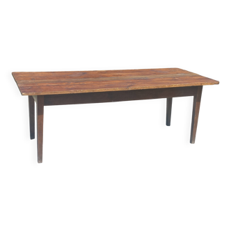 19th century farmhouse table in oak and poplar with spindle legs 198cm