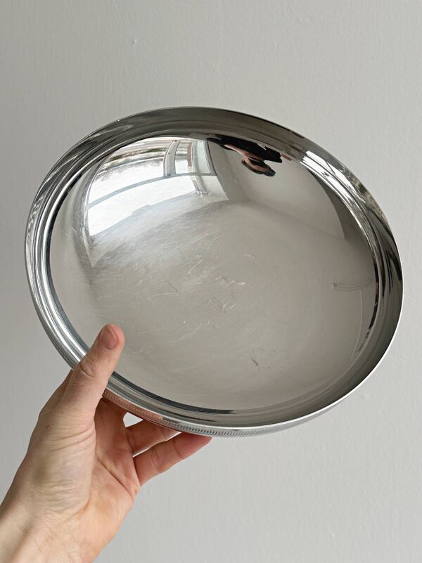 Grand saladier plat style Létang Remy en métal