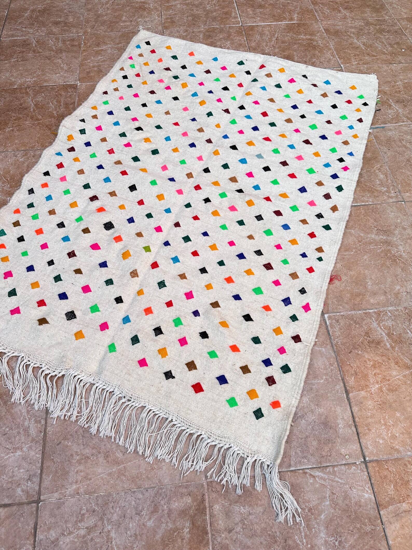 Moroccan rug - handmade rug - Berber wool rug - Floor rug - Crocheted rug.