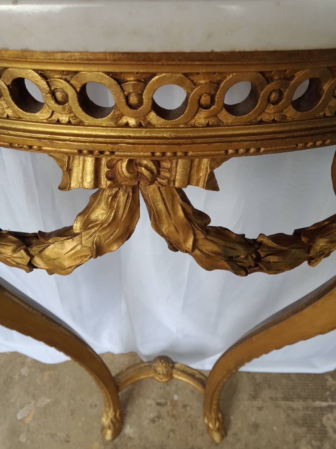 Louis XVI style console in gilded wood