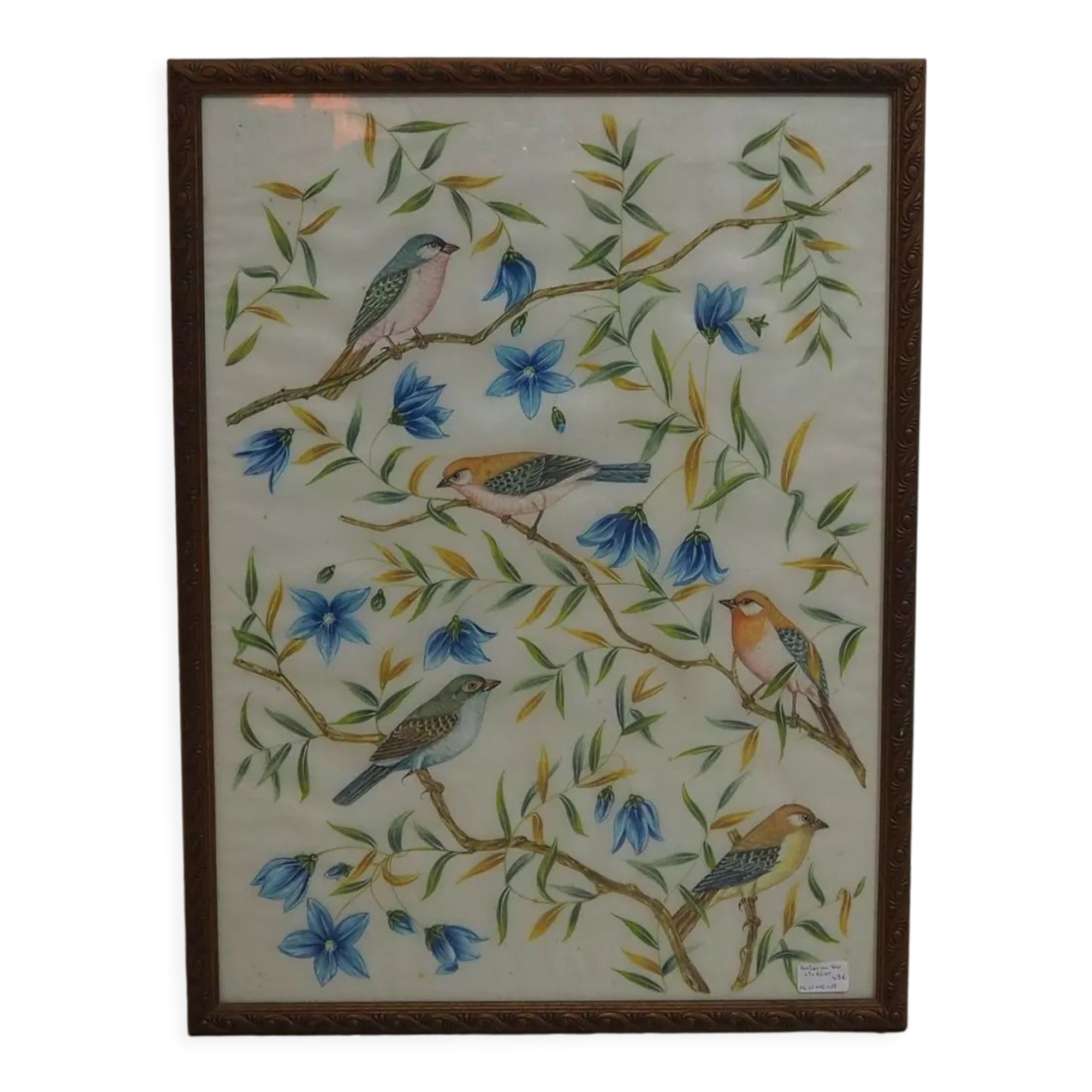 Painting decoration birds and foliage