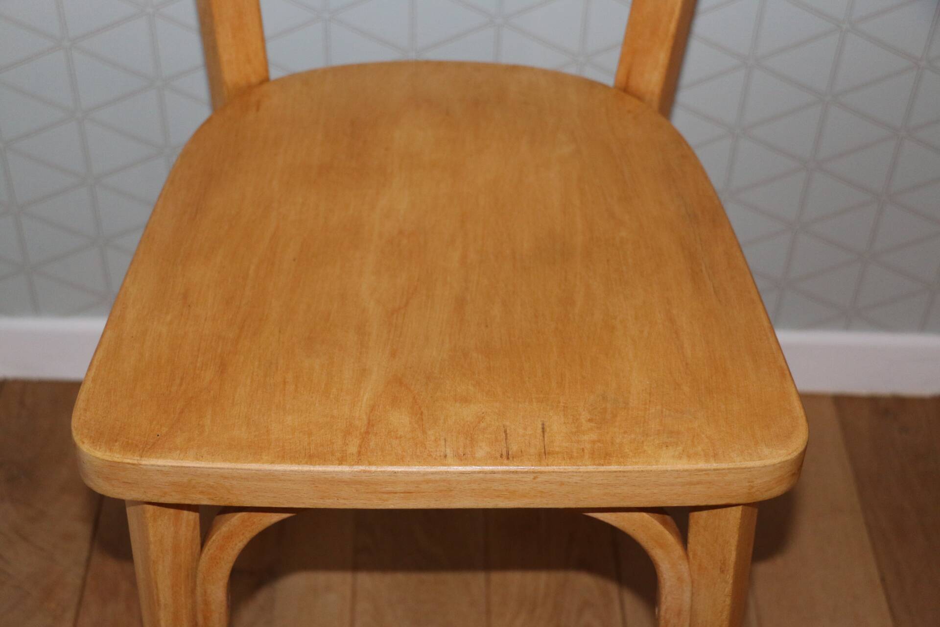 Set of 8 classic Baumann chairs 1950 light beech