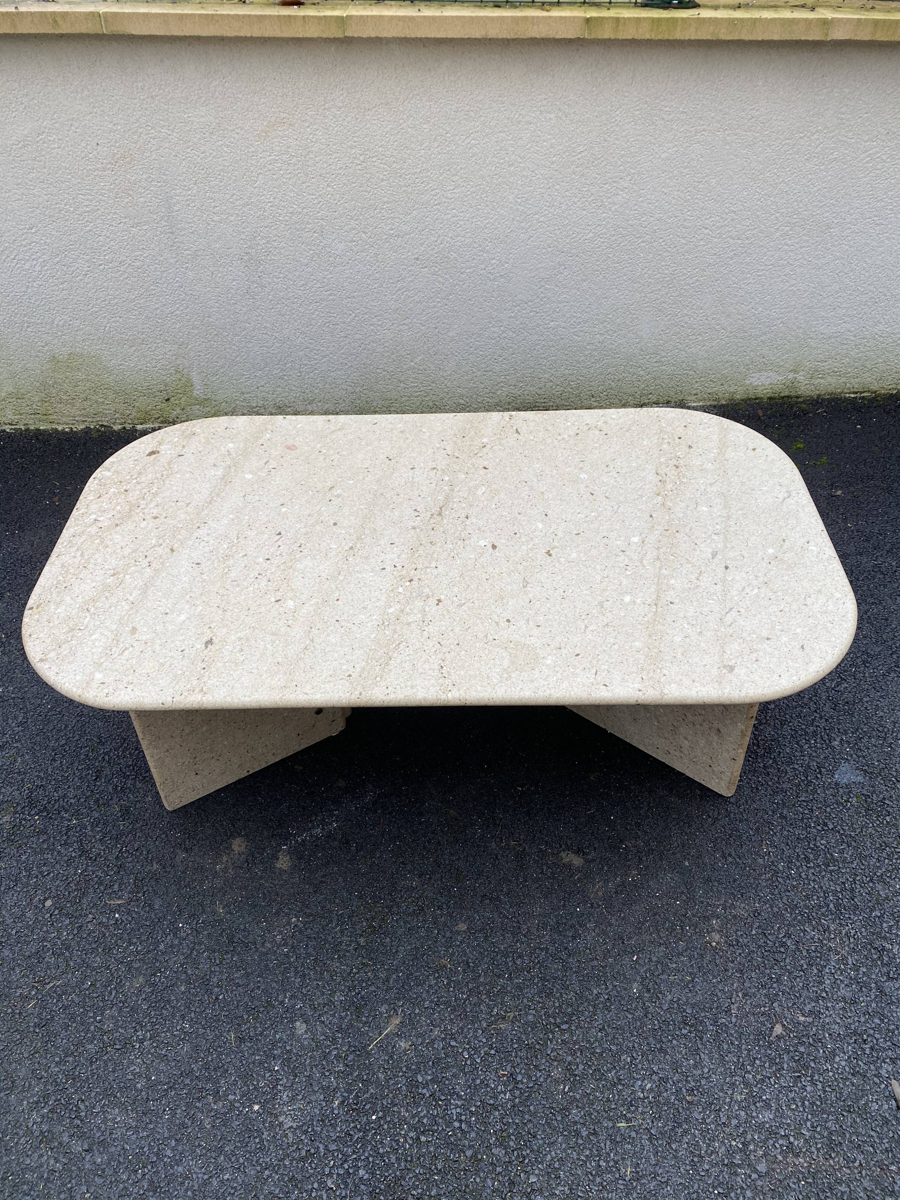 Travertine marble coffee table