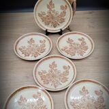 Set 6 assiettes plates grès fleuries