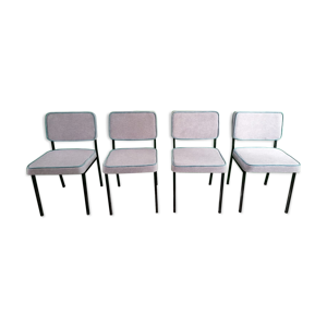 Chaises en métal gris chiné