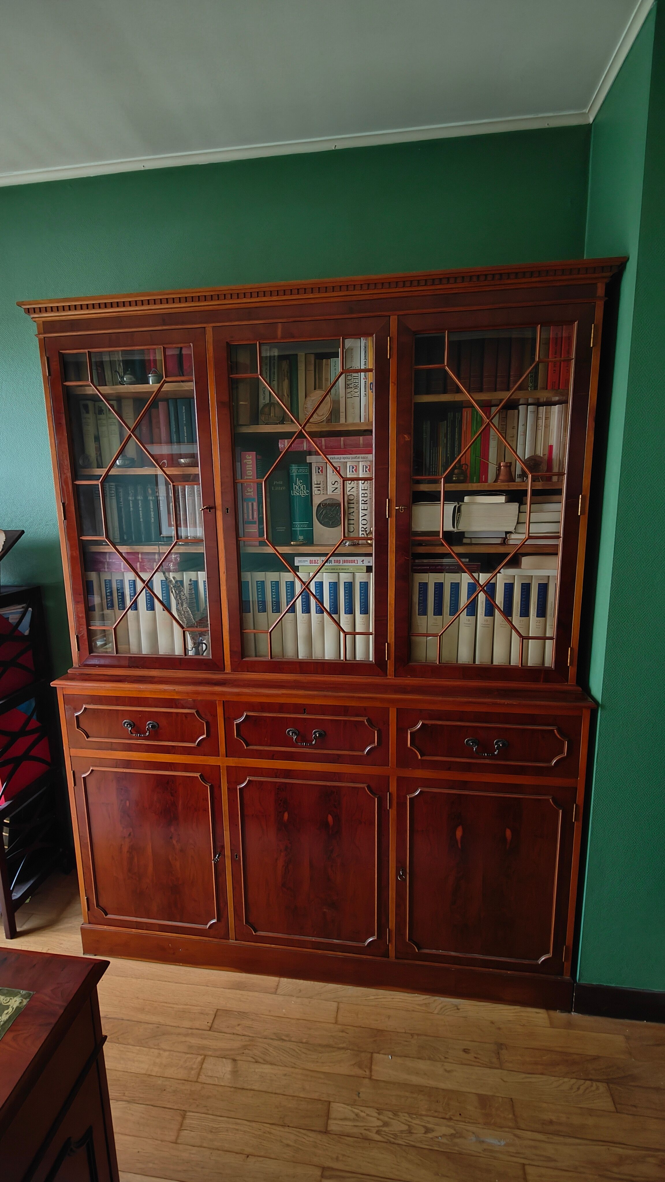 Large glazed bookcase classic English style mahogany